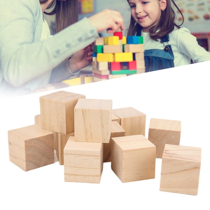 12Pcs Pine Wood Wooden Blocks, Approx. 4 X 4 X