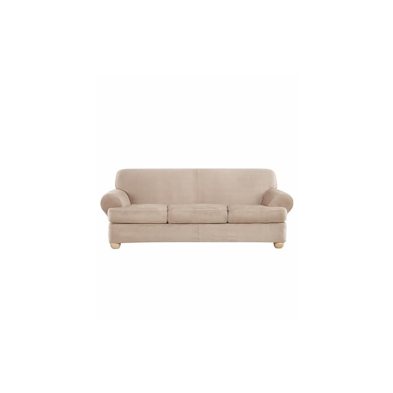 SureFit Ultimate Stretch Suede 4 Piece T Sofa Slipcover in