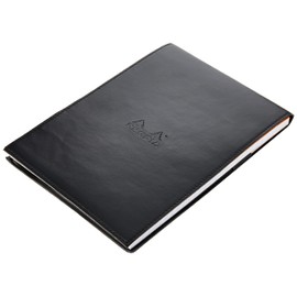 RHODIA 218169C - Case Clipboard + Stapled Notepad No. 16 Black - A5 - Lined - 80 Detachable Sheets - White Clairefontaine Paper 80 g/m - Pencil Holder - Faux Leather, 155 x 223 mm