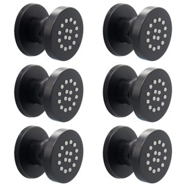 HOMEDEC 2inch Round Brass Shower Spa Massage Body Spray Wall Jets Showerhead Can Swivel, 6pcs, Matte Balck
