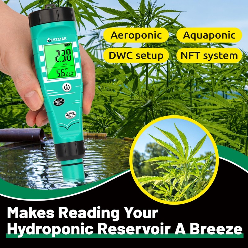 UIUZMAR pH Meter for Hydroponics EC pH Tester, pH PPM