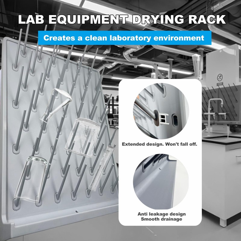 YTFLOT Lab Drying Rack 52 Pegs Laboratory Cabinets Glass Drying