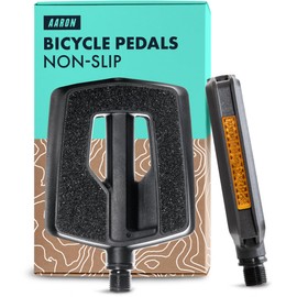 AARON - Urban Pedals with Sealed Industrial Ball Bearings - Replaceable Non-Slip Grip Tape - Bike Pedals with Flat Design for E-bikes, Trekking Bikes, City Bikes and many more - Black