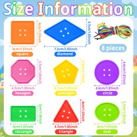 Cinvo 160 Pieces Big Bright Buttons 8 Geometric Shapes Jumbo Sewing Buttons for Crochet Knitting Teaching Shapes, Colors and Motor Skills Arts and Crafts Projects(7 Random Colors)