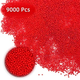 2mm Pony Beads for Crafting Bulk Jewelry Making Supplies - Round Friendship Beads for Bracelets, Key Chains & Decorations - 9000 Pcs (Red)
