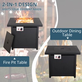 Yangming Propane Fire Pit Table, Outdoor Gas Fire Pits Clearance, 30 Inch 50,000 BTU with Tabletop, Lid, Lava Rocks for Outside Patio, Garden, Deck, Yard