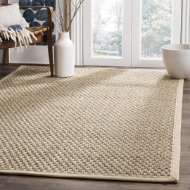 SAFAVIEH Natural Fiber Collection 3' x 5' Beige NF114A Border Basketweave Seagrass Area Rug