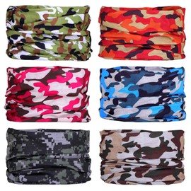Seamless Bandanas, Scarves, Headbands, Gaiters, Balaclavas, Face Masks, Headgear, Multifunctional, Seamless, Elastic, UV-Resistant, for Yoga, Running, Hiking, Cycling, Motorcycling, Pack of 6, multicolour