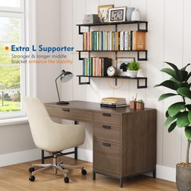 Harwaya Large Floating Book Shelves for Wall Set of 3, 36 Inch Long Wall Mount Bookshelf for Bedroom, Heavy Duty Wood Hanging Bookshelves for Books, Laundry Living Room Classroom Library -Black