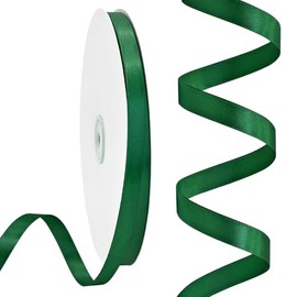 Rilisili Forest Green Satin Ribbon 3/8 Inch 50 Yards Double Faced Satin Ribbons for Gift Wrapping DIY Crafts Weddings Invitations Flower Bouquet Bow Making Home Decor Sewing