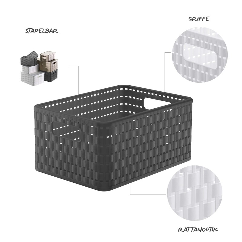 Rotho Country Storage Box 11 Litre Rattan Look, Plastic (Polypropylene)