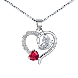 Tusuzik Mothers Day Gifts Silver Necklaces for Women Butterfly White Heart Pendant 925 Sterling Silver Chain Birthday Christmas Weding Valentine's Day Gifts
