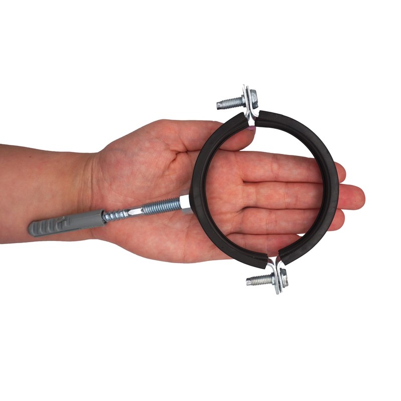 SKIR'CO (Pack of 2 pcs) Pipe Brackets with Black Rubber