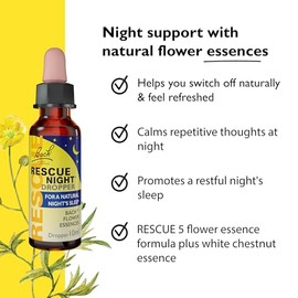 RESCUE Rescue Night Dropper (10ml), For A Natural Night's Sleep, Natural Flower Essences, Helps Switch Off From Repetitive Thoughts, Disconnect from Distractions, Night Support, Aid a Restful Night