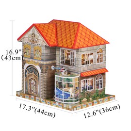 Zhildmosin Ancestor Money - Chinese Joss Paper Villa with Helicopter Parking Apron Papercraft, Sacrificial Supplies for Ancestor Deceased Family During Hungry Ghost Festival All Souls Day