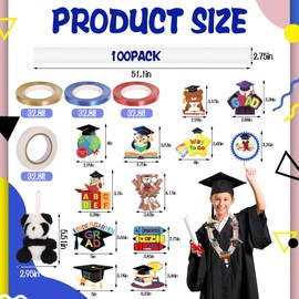 Candy Leis for Graduation 2025, 15 Pcs Candy Lei Tubing Graduation Decorative Cards with 3 Color Ribbons Candy Lei Netting Candy Filler for Kindergarten Graduation Party Gift