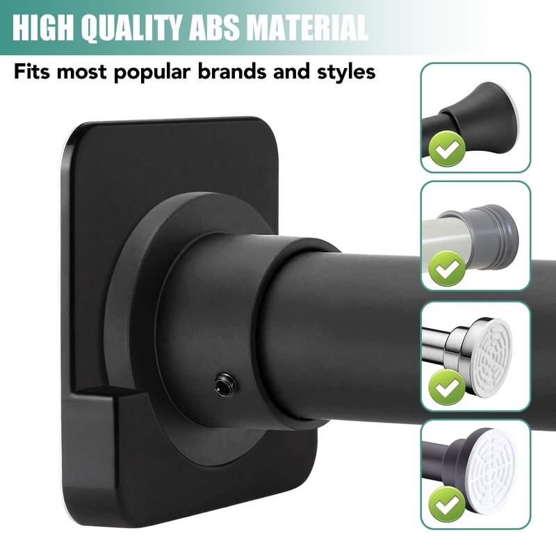 4 Pack Black Shower Curtain Rod Holder for Wall Mount