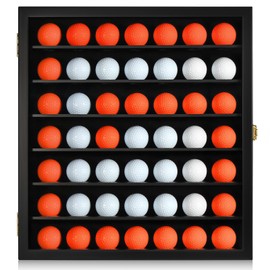 TJ.MOREE Golf Ball Display Case for 49 Balls, Golf Ball Holder Display Case Wall Mount, Shadow Box with Locks for Collector Memorabilia Autograph Balls