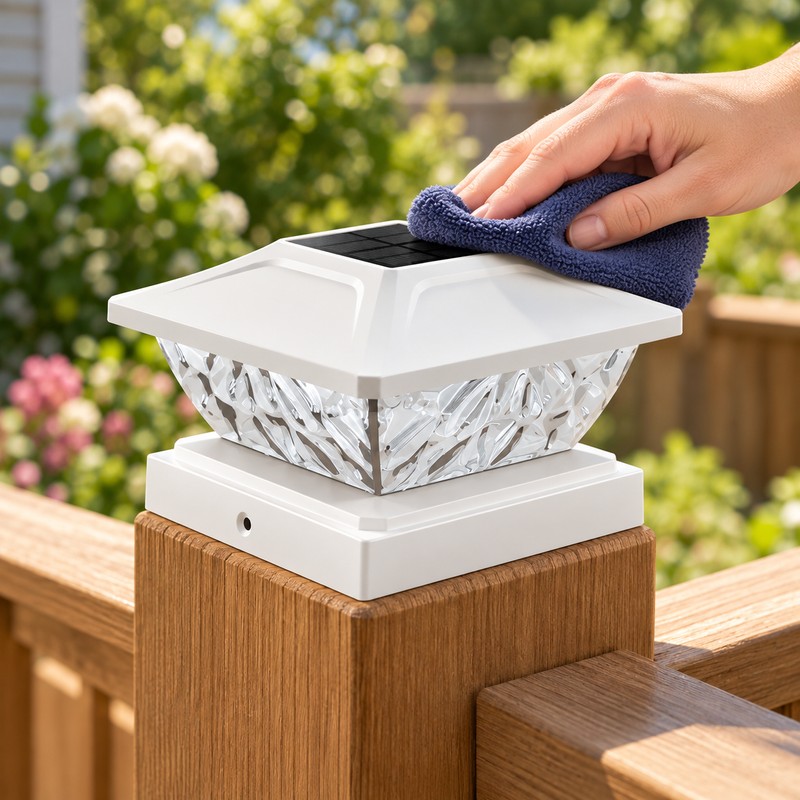 White Solar Post Cap Lights for Fence & Deck –