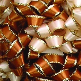 Club Pack of 15 Loop and 210 Small Ivory and Copper Metallic Craft Ribbon Bows 1.5"