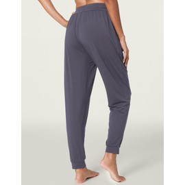 LazyCozy Bamboo Viscose Jogger Pajama Pants for Women Soft Lightweight Knit Sleep Pants with Pockets, Dark Grey, Small