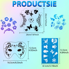 Kids Face Painting Stencil,20 Pcs Face Paint Stencils Kit，Reusable Face Tattoo & Body Makeup Painting Templates for Kids & Adults
