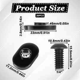 1/4"-20 Centered Slide in Economy T-Nut with 1/4"-20 X 1/2"T Slot Bolts T-Nuts & Bolt Replacement Set for 10 Series or 1.0'' Base Aluminum Extrusion Profiles Rail (20 Pack, Black)