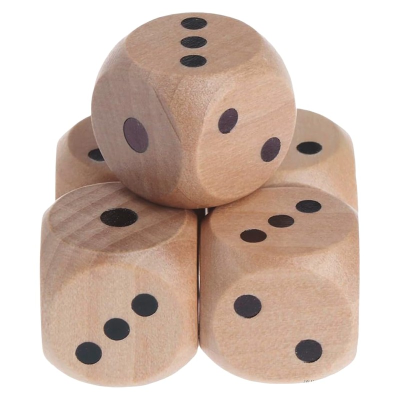 IKOPFLN Pack of 5 Large Wooden Dice 30 mm