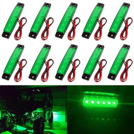 10X Led Rock Lights, Strip Light, Wheel Well Light, Waterproof Exterior Interior Light, Led Underglow Kit for Golf Cart, Jeep Wrangler, RZR, Offroad, Truck, RV, UTV, ATV, Ford, Snowmobile (Green)