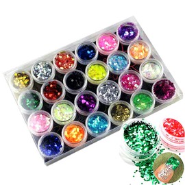 XICHEN 24 Pcs/Colors Glitter Powder Dust Nail Art Tip Decoration