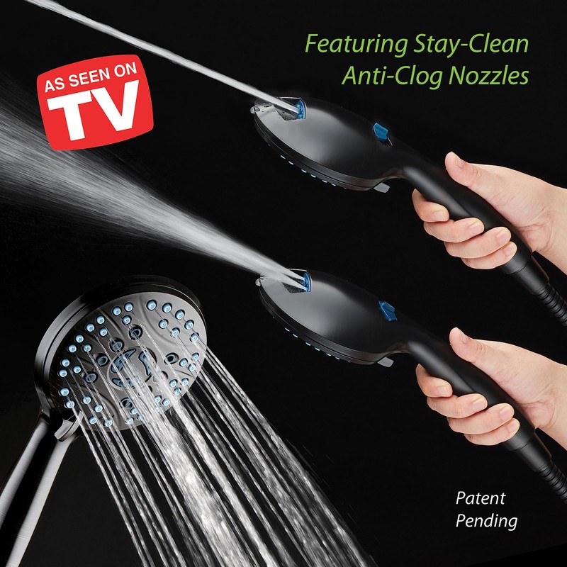 AquaCare As-Seen-On-TV High Pressure 8-setting Handheld Shower Head - Built-in