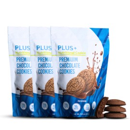 Plus Nutritional Premium Super Soft Chocolate Cookies With Real Cocoa | No Artificial Colors, Flavors or Preservatives | 10g Protein, 2g Fiber & Low Carb | Chocolate Cookies for Healthy Snacking | 24 Cookies/12 Servings