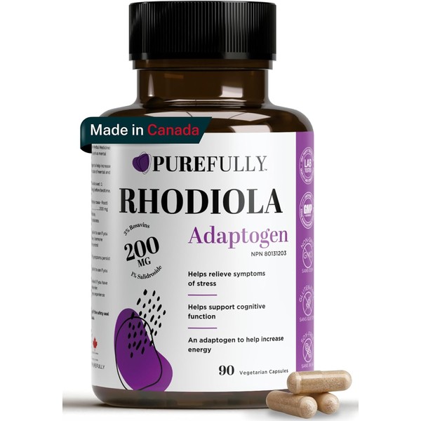 PUREFULLY Rhodiola Rosea 200mg - 90 Capsules, 10:1 Extract (3%