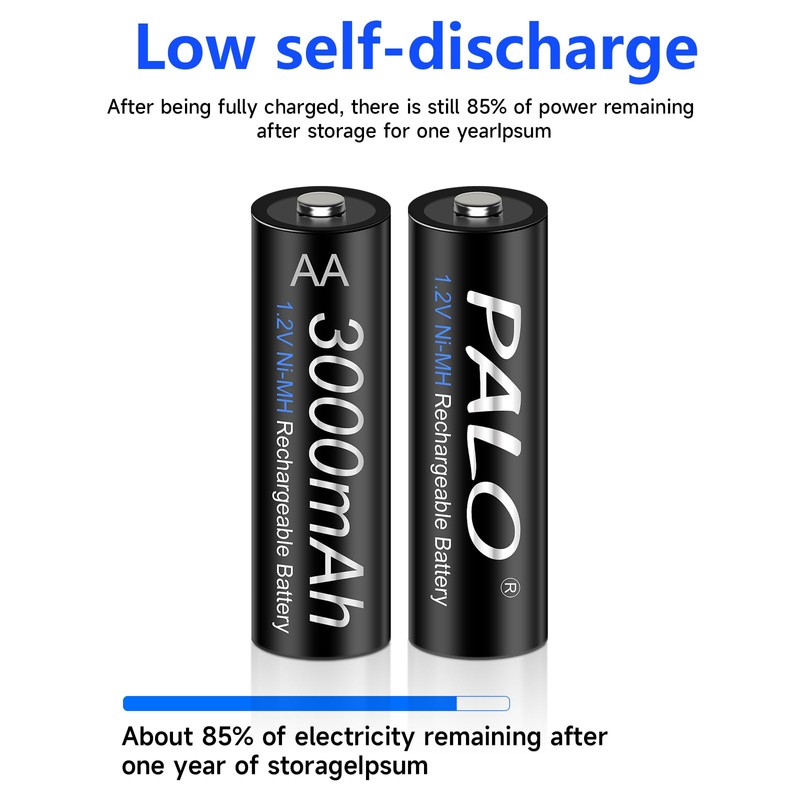 Rechargeable AA and AAA Batteries with Charger, 8 Pack aa