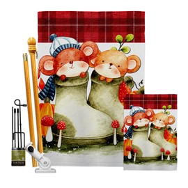 Ornament Collection Mousy Winter Garden House Flag Kit Wildlife Outdoor Deer Bear Wolf Pet Nature Farm Animal Creature Decoration Banner Small Yard Gift Double-Sided, Made in USA