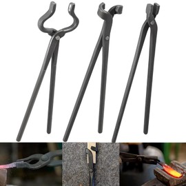 Yoursme Blacksmith Knife Making Forge Tongs Set: V-Bit Blade, Blade & Flat Tongs- 3 Tongs Tool Kit