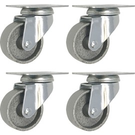 4 All Steel Swivel Plate Caster Wheels w Brake Lock Heavy Duty High-Gauge Steel Gray (3.5" Combo)