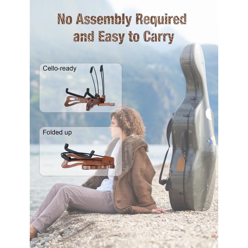 Musbeat Cello Stand with Bow Holder, Butterfly-Shape Floor Stand with