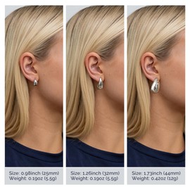 Ava Riley Chunky Gold Earrings, Large Silver Plated Teardrop Earrings for Women, Chunky Silver Ear Studs Tear Drop S925 Sterling Silver Jewelry