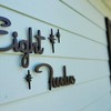 Mid Century Modern Cursive House Numbers, 5 inch black plastic