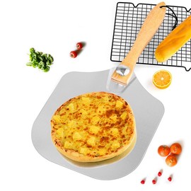 Zaahaan Wooden Pizza Peel – 12X14 Inch Premium Food Grade Aluminium Pizza Paddle – Bread Pie Pizza Turning Peel – Suitable for Any Oven - Foldable Easy Detachable Storage Accessories