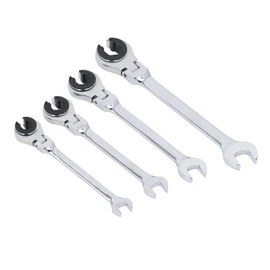 3 Pc Brake Line Wrench Set, 72 Teeth Ratcheting Tubing Wrenches, Open End & Flexible Ratchet Head, Ideal for Fuel, Brake, or AC Line Nut, Designed for Tight Spaces, CR V Steel