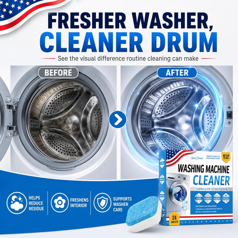 Dorwrnln Bio-Enzyme Washing Machine Cleaner Tablets 24 Pack, 5X Power