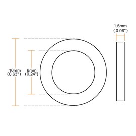 TOP-VIGOR 50Pcs Rubber Flat Washers, 16mm OD 6mm ID 1.5mm Thickness Heavy Duty Black Rubber Grommet Vibration Damping Pads Sealing Gasket Washers for Faucet Pipe Water Hose Fastener Bolt