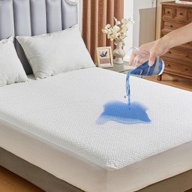 SOCHOW 100% Waterproof King Size Mattress Protector, 4 Layer Design Cooling Soft Breathable and Noiseless Mattress Pad Cover with Deep Pocket Up to 18''