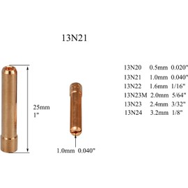 RIVERWELD TIG Collet Bodies 13N26 13N21 .040", 13N27 13N22 1/16", 13N28 13N23 3/32", 13N29 13N24 1/8" Alumina Nozzle Ceramic Cups Extra Long 796F for SR WP 9 20 25 TIG Welding Torch 17pcs