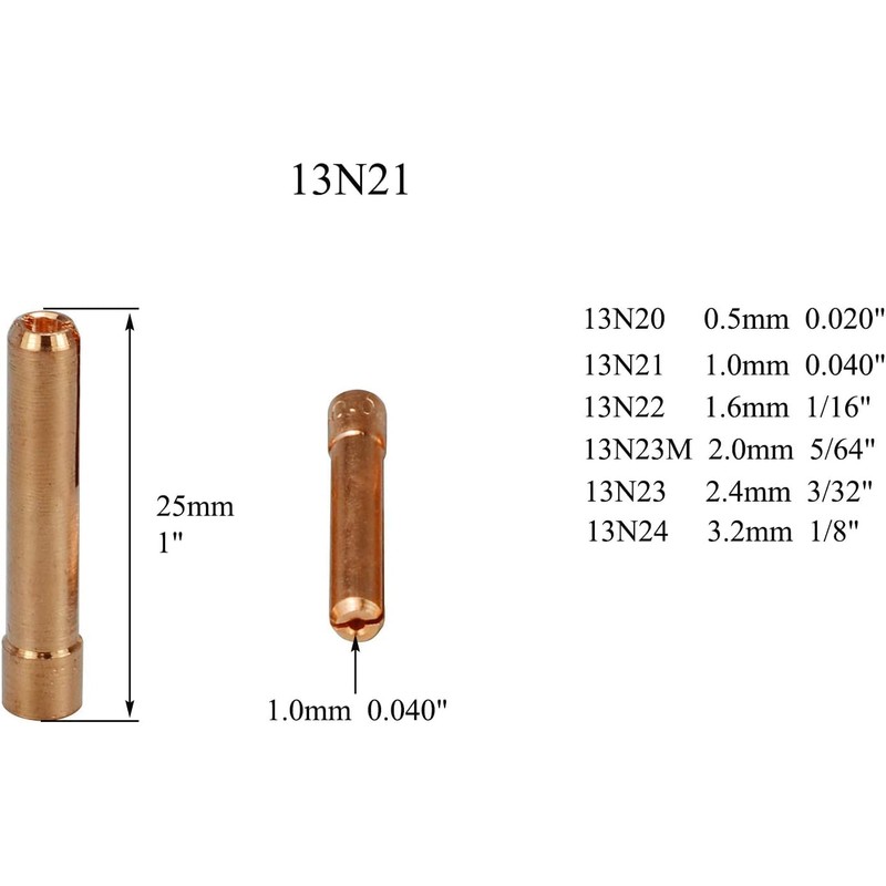 RIVERWELD TIG Collet Bodies 13N26 13N21 .040", 13N27 13N22 1/16",