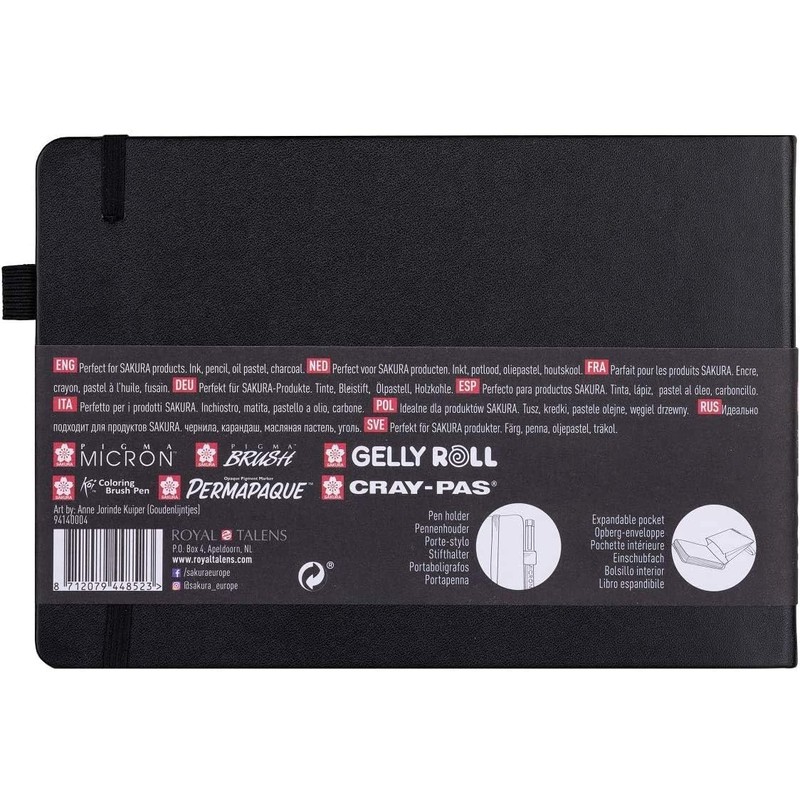 Sakura 94140004 Sketchbook, Cream White, 80 Sheets, Paper, Black Cover,