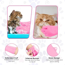 Pet Grooming Gloves, Hair Removal and Massage Brush (Pink)