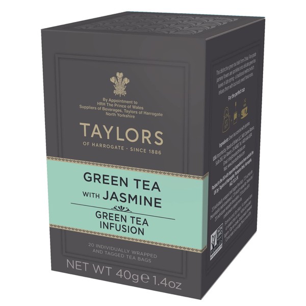 Taylors of Harrogate Green Tea with Jasmine, 20 Count (Pack of 6)